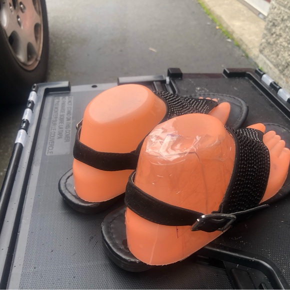 Fit flop a Like Women’s Black T-Strap Glitter Thong Buckle Sandals Size 10 - Picture 5 of 13